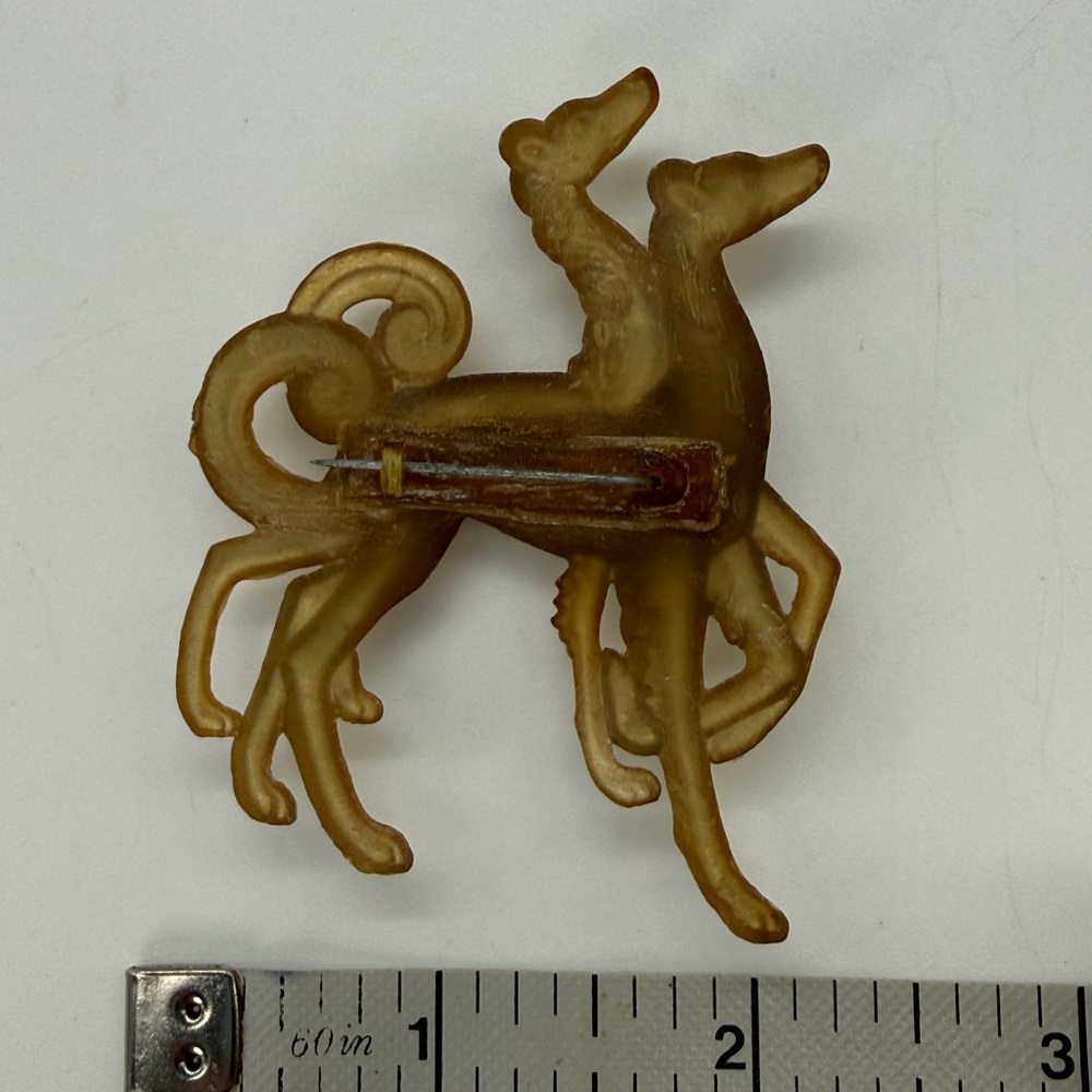 Antique 1930s Art Deco Flapper Era Celluloid Borzoi Greyhound Brooch Pin Gift - Picture 4 of 4